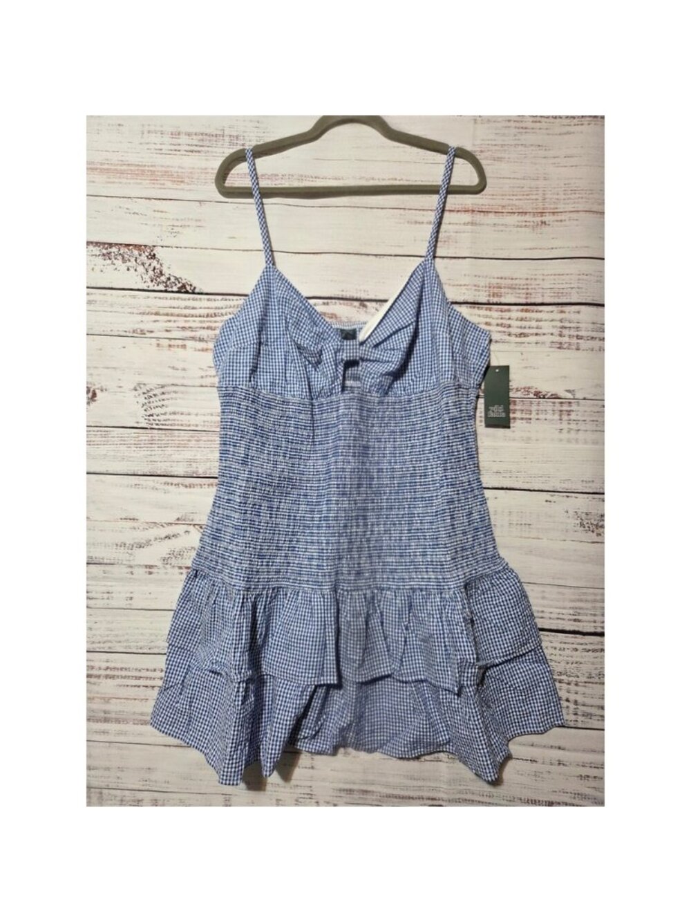 Wild Fable Blue Gingham Smocked Tiered Mini Dress 1X NWT Sundress Feminine